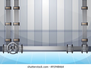 cartoon vector illustration water pipe wall with separated layers in 2d graphic