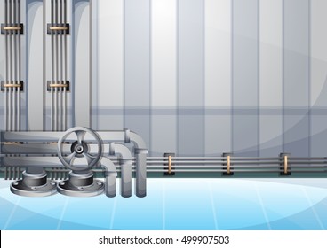cartoon vector illustration water pipe wall with separated layers in 2d graphic
