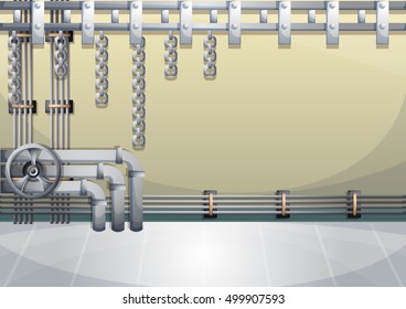cartoon vector illustration water pipe wall with separated layers in 2d graphic