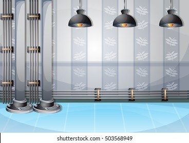 cartoon vector illustration water pipe wall with separated layers in 2d graphic
