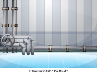 cartoon vector illustration water pipe wall with separated layers in 2d graphic