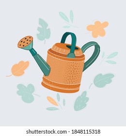 Cartoon vector illustration of watering can isolated on white.