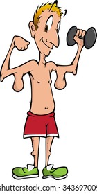 Cartoon Vector Illustration Of A Weakling