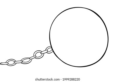 Dibujo vectorial de dibujos animados de peso y cadena. Color blanco y negro delineado.
