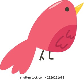 Dibujo vectorial de un pájaro rosa lindo y caprichoso.