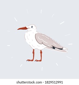 Cartoon vector illustration of white bird seagull isolated on white
