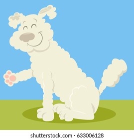 Cartoon Vector Illustration of White Poodle Dog Animal Character