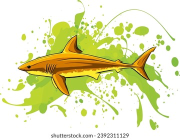 cartoon vector illustration of white shark design