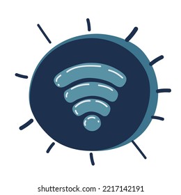 Cartoon vector illustration of WIFI Icon over dark background