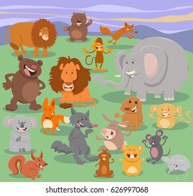 Cartoon Vector Illustration of Wild Animal Characters Group