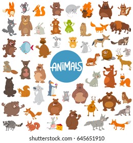 Cartoon Vector Illustration of Wild Animal Characters Huge Set