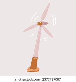 Cartoon vector illustration of Wind power. Wind turbine. Sustainable and alternative energy. Renewable and clean energy.
