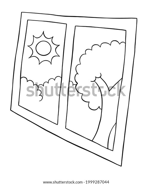 Cartoon Vector Illustration Window Day Sun Stock Vector (Royalty Free ...