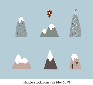Cartoon vector illustration of winter mountains