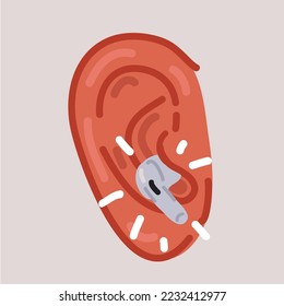 Cartoon vector illustration of wireless air pod in ear