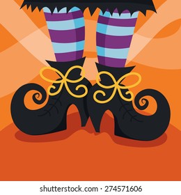 A cartoon vector illustration of a witch's boots/foot.