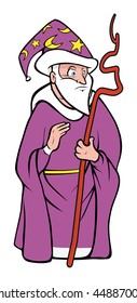 cartoon vector illustration wizard staff