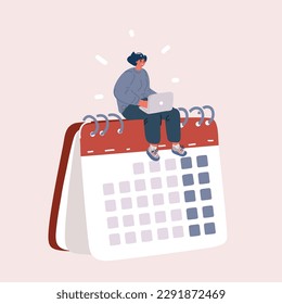 Cartoon vector illustration of woman check calendar have plan on memo, Working and day planning concept. Female human character on white background.