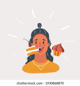 ケーキ食べる女性 のイラスト素材 画像 ベクター画像 Shutterstock