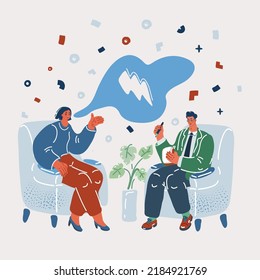 Cartoon vector illustration of Woman talking To Counsellor Who Takes Notes