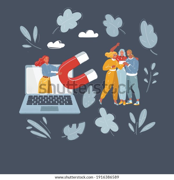 Cartoon Vector Illustration Woman Using Big Stock Vector (Royalty Free ...