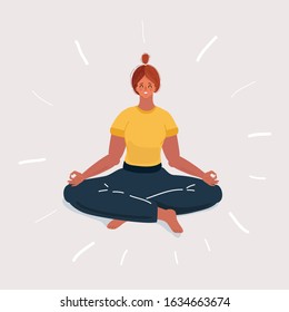 Cartoon vector illustration of woman in Yoga position. Female character on white background.