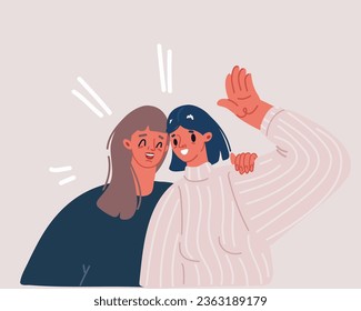 Cartoon vector illustration of women friends together
