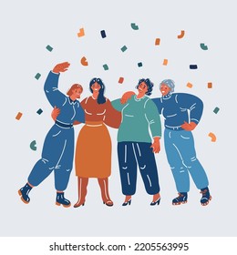 Cartoon vector illustration of women stand together