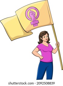 Cartoon vector illustration of Womens rights