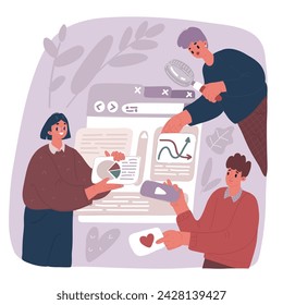 Cartoon vector illustration of is working on ui ux design project.