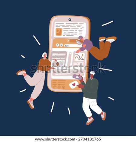 Cartoon vector illustration of working on website or application, ui ux design and programming. Team of designers doing research and prototyping. Web studio or mobile application concept for banner