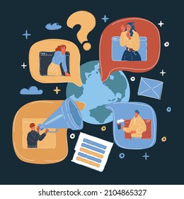 Cartoon vector illustration of world wide human network