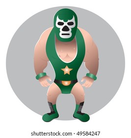 cartoon vector illustration wrestler mask