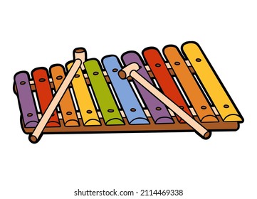 Cartoon vector illustration, Xylophone. Colorful musical instrument