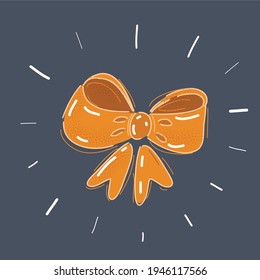 Cartoon vector illustration of Yellow bow isolated on dark background