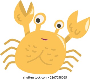 A cartoon vector illustration of yellow crab.