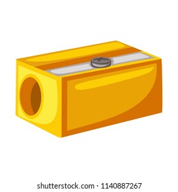 Cartoon Vector Illustration of a Yellow Eraser Isolated on White Background. School and Office Supplies.  Stationery Tools