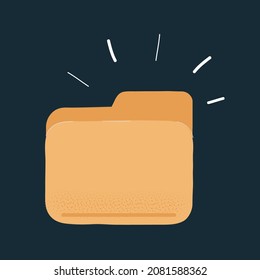 Cartoon vector illustration of Yellow file folder icon isolated on dark