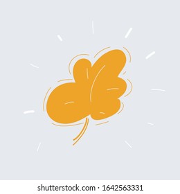 Cartoon vector illustration of yellow leaf isolated on white background