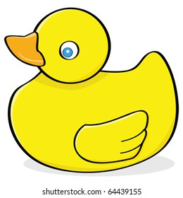 Cartoon vector illustration of a yellow rubber duck
