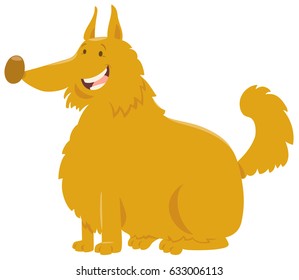 Cartoon Vector Illustration of Yellow Shaggy Dog Animal Character