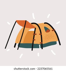 Cartoon vector illustration of Yellow tourist tent