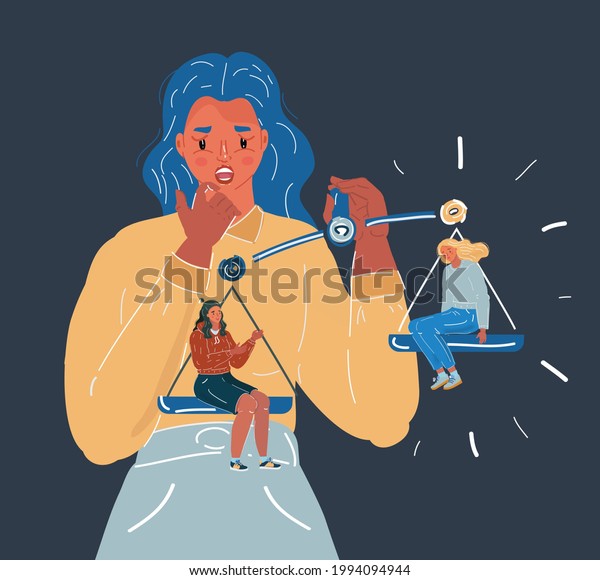 Cartoon Vector Illustration Young Businesswoman Conducting Stock Vector ...