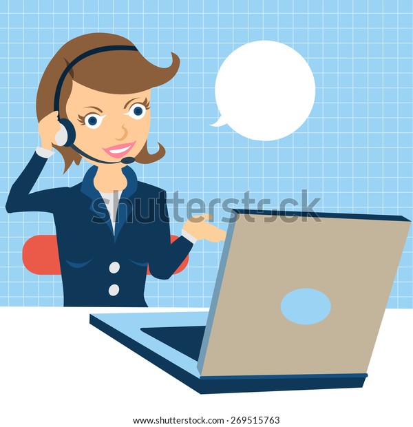 Cartoon Vector Illustration Young Female Call Stock Vector (Royalty ...