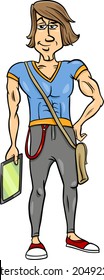 Cartoon Vector Illustration of Young Handsome Fashionable Man
