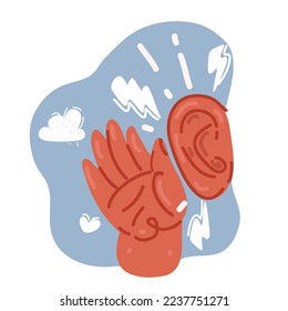 Cartoon vector illustration of Young handsome businessman listening