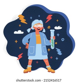 Cartoon vector illustration of a young scientist