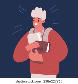 Dibujo vectorial de un joven estudiante con libros en sus manos