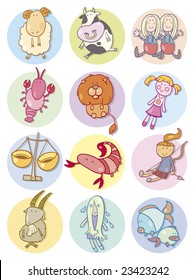 cartoon vector illustration of zodiac horoscope cute signs