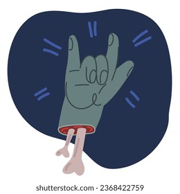 Cartoon vector illustration of Zombie hand. For Halloween or Day of the Dead over dark backround